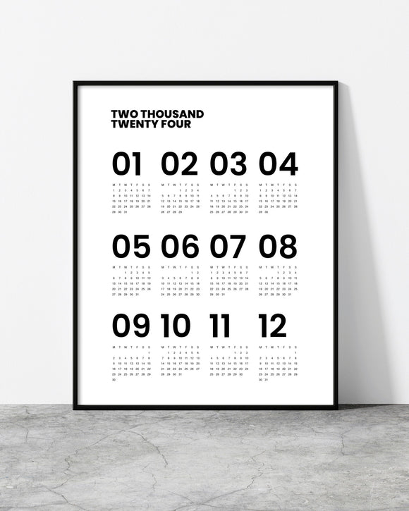 Wall calendar for 2024 designed by North Minimal