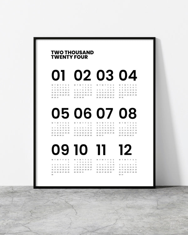 Wall calendar for 2024 designed by North Minimal