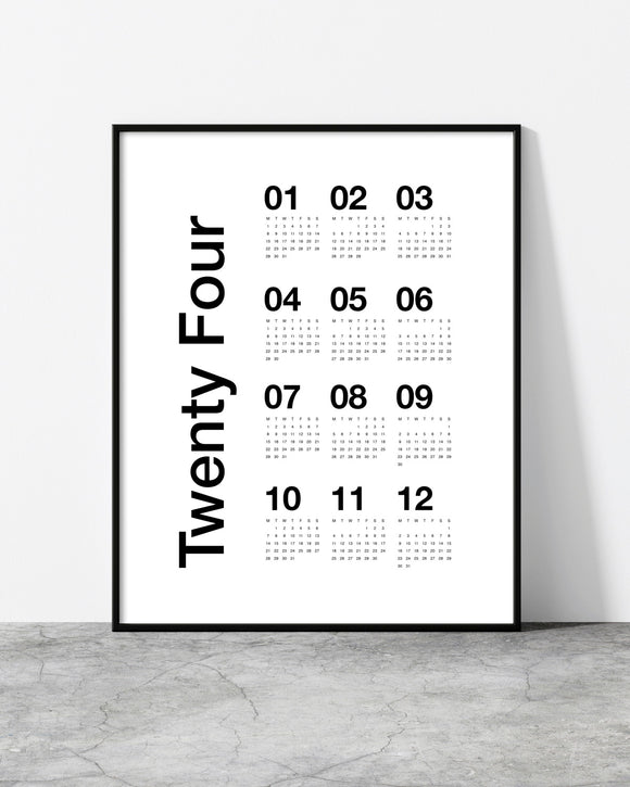 Wall calendar for 2024 designed by North Minimal